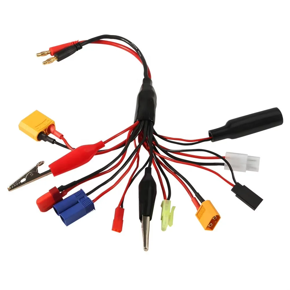 5PCS RC Multi Charge Adapter Lead Cable 4mm Banana Plug To Tamiya XT60 XT90 EC5 T Plug 10 In 1 For IMAX B6 B6AC Charger Lipo Bat