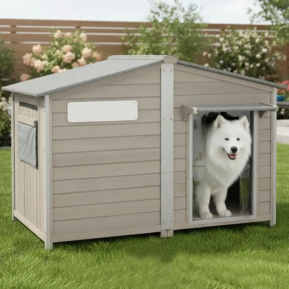 

Large Outdoor Dog House - XL Wooden Kennel with Waterproof Roof, Chew-Proof, Suitable for Small to Large Dogs