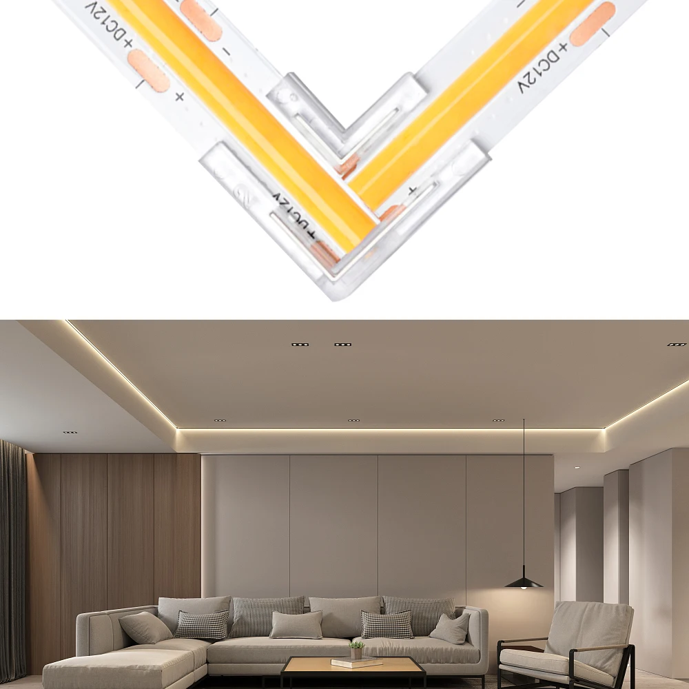 2pin L Shape COB LED Strip Right Angle Corner Connectors For 8/10mm IP20 Tape 90 Degree Free Soldering Quick Easy Connecting Kit