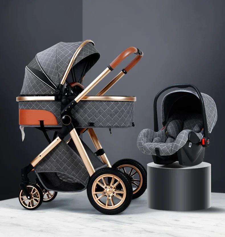 2024 New baby stroller High landscape 3 in 1 baby carriage Luxury Pushchair Baby Cradel Infant Carrier kinderwagen car 2in1