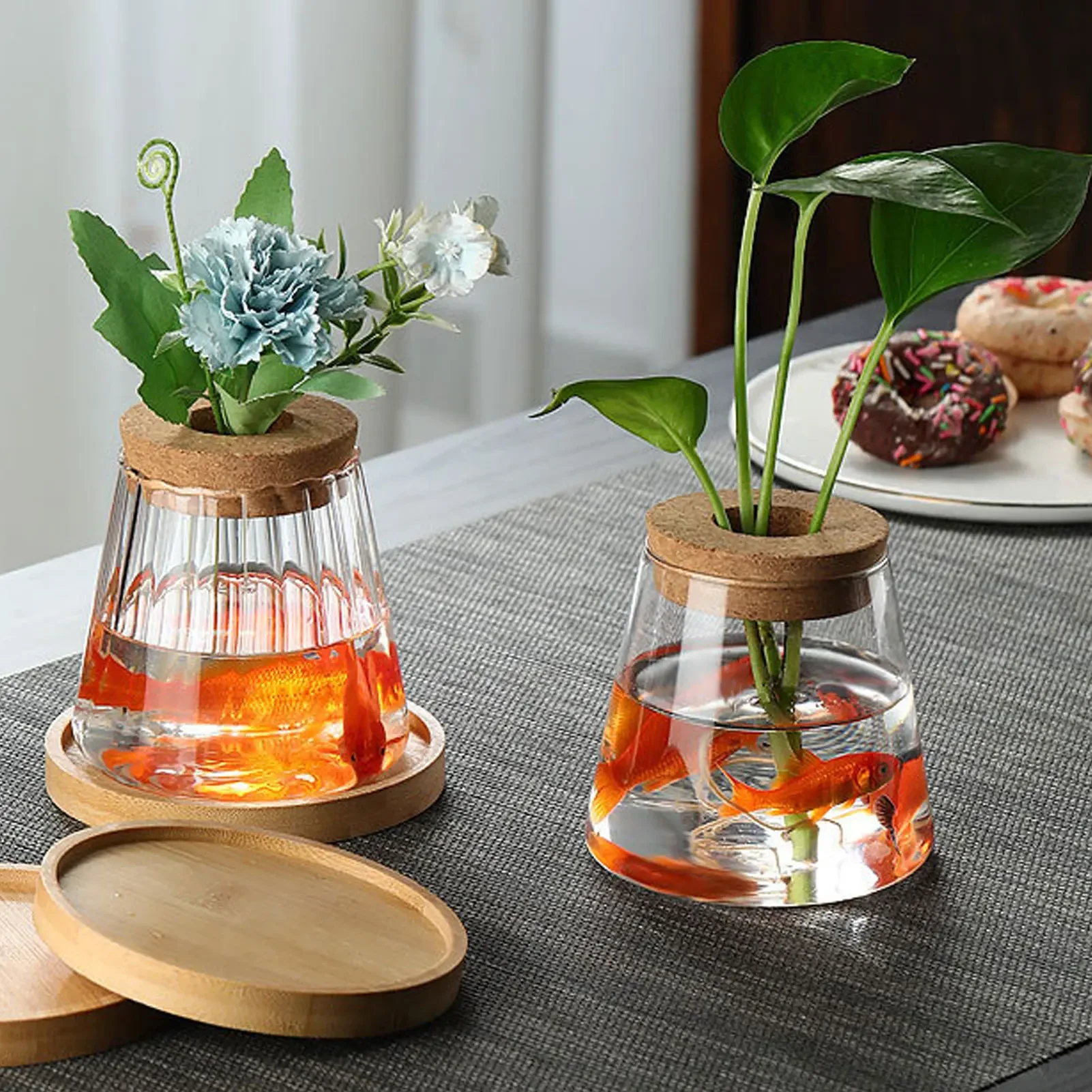 Mini Hydroponic Flower Pot Home Vase Decor Transparent Glass Soilless Plant Pots Tabletop Garden Pots Planters Home Decoration