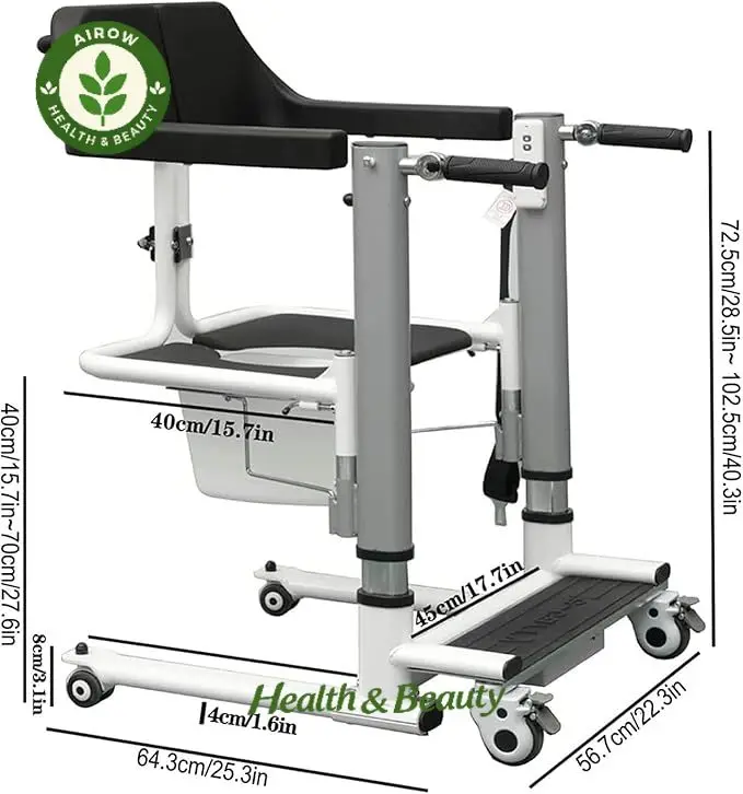AIROW QINGXIAO Electric  Adjustable Heavy Duty Factory Direct Supply Bathroom Wheelchair Lift Transfer Commode Chair for Patient