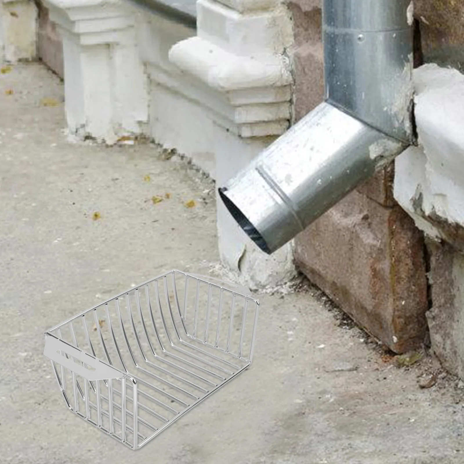 Protector de canalón de drenaje de acero inoxidable, pantalla de bajante lateral de techo, antibloqueo 201, colador de tamaño pequeño para desagües de esquina de balcón