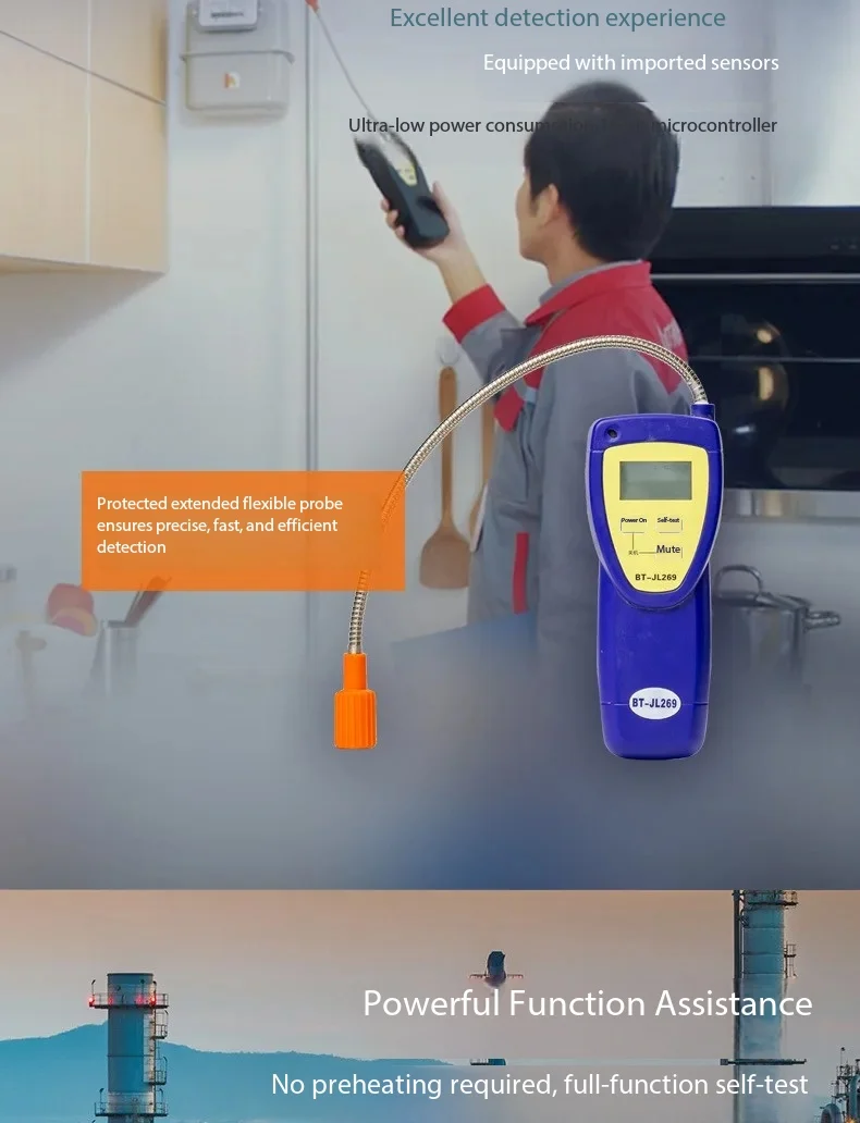 Professional Methane Natural Gas Leak Detector BT-JL269, Combustible Gas Leakage Inspection Tool for Home and Industry