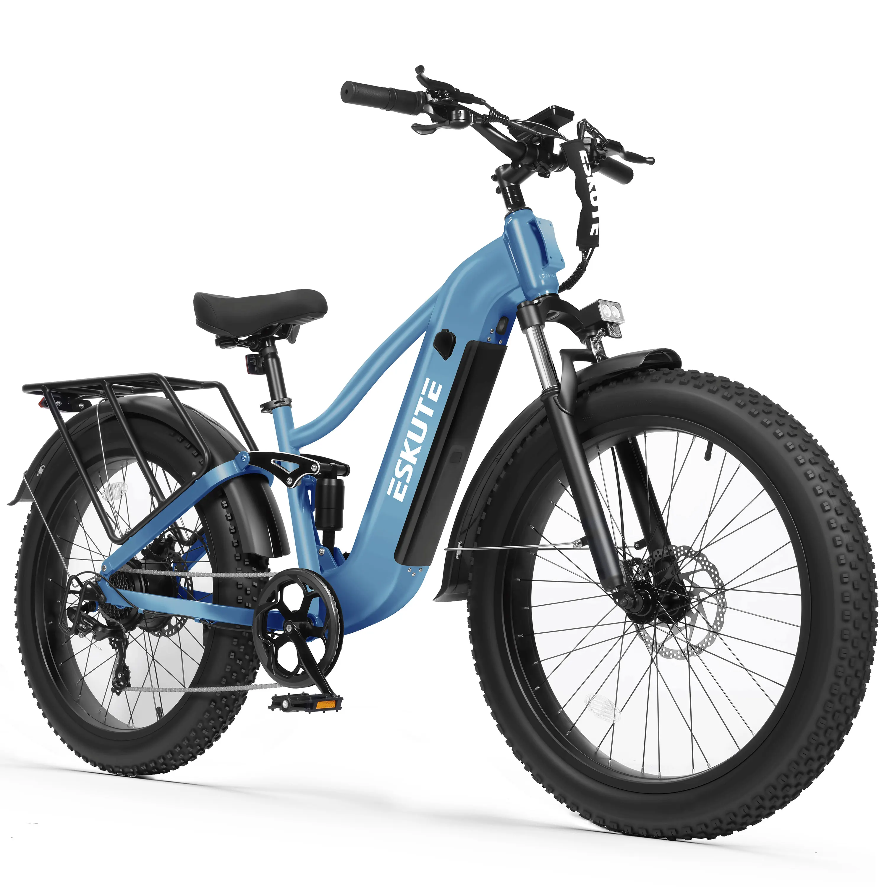 ESKUTE C300R-SO - Full Suspensions -  Electric Bike for Adults ，48V20.8Ah Battery Ebike up to 80 Miles, Peak, 26x4.0 Fat Tire Step-Over Ebike, 8-Speed, UL2849 E-Bike