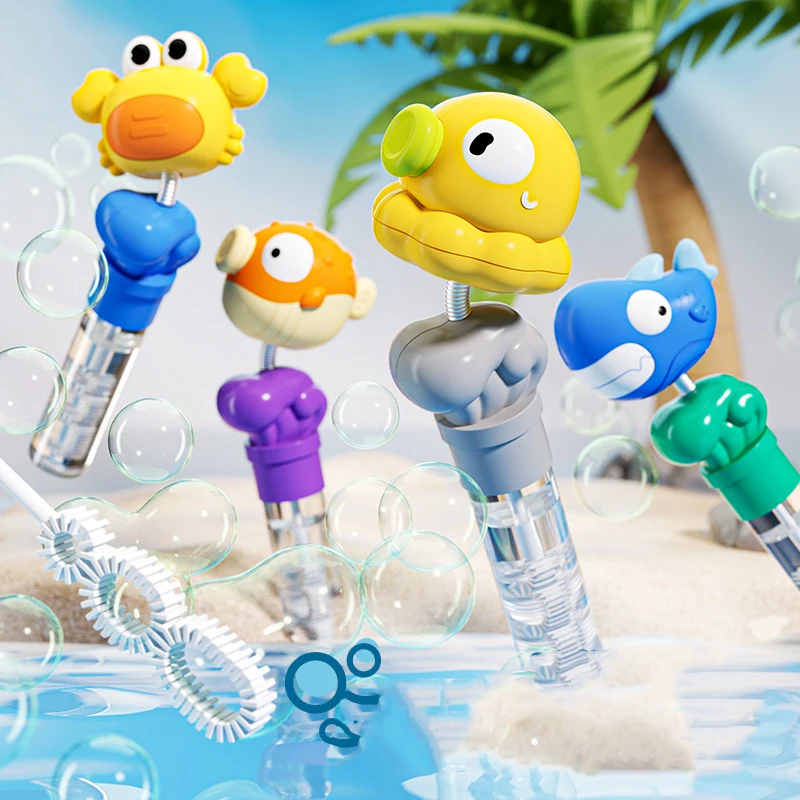Grappige Blowfish Shark Bubble Tube Zeepfles Zeedieren Thema Kinderen Handheld Bubble Blowing Wand Jongens Meisjes Speelgoed Geschenken