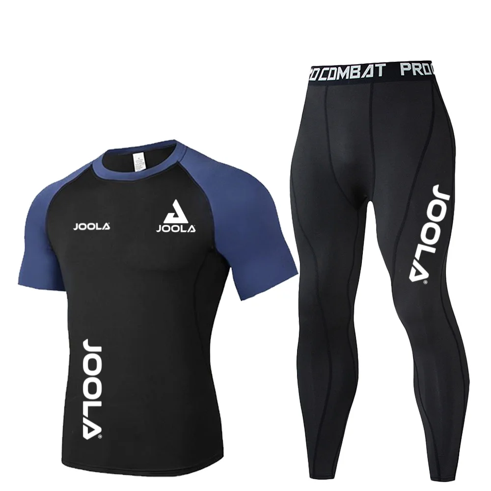JOOLA Men's and Women's Top Short Sleeve Set Quick drying Tight Training Shorts Sweat absorbing and Breathable Sports Equipment