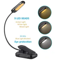 Clip-On LED Book Light Rechargeable Flexible Reading Study Lamp 3 Colors 3-Level Brightness Desk Lamp Eye Protection Lamp