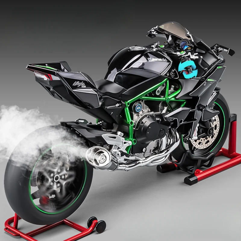 Simulation Alloy 1/6 Scale Kawasaki NINJA H2R Racing Motorcycle Diecast Spray Miniature Voiture Collectible Gift for Boyfriend