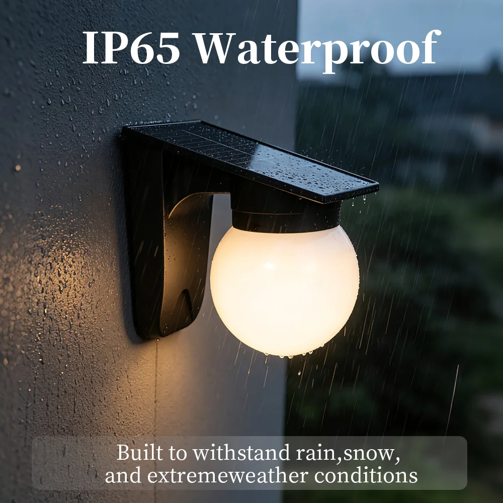 Outdoor Solar LED Wall Lights IP65 Waterproof Wall Sconce 3-Colors Temperature Dimmable Solar Lamp For Garden Porch Patio Fence