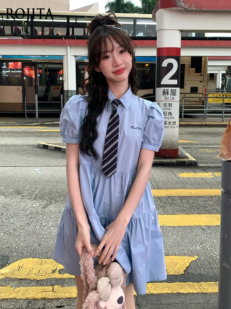 

Sweet and Cute College Style JK Dress Women's Bubble Sleeve Loose Shirt Dress 2026 Spring and Summer New A-shaped Skirt