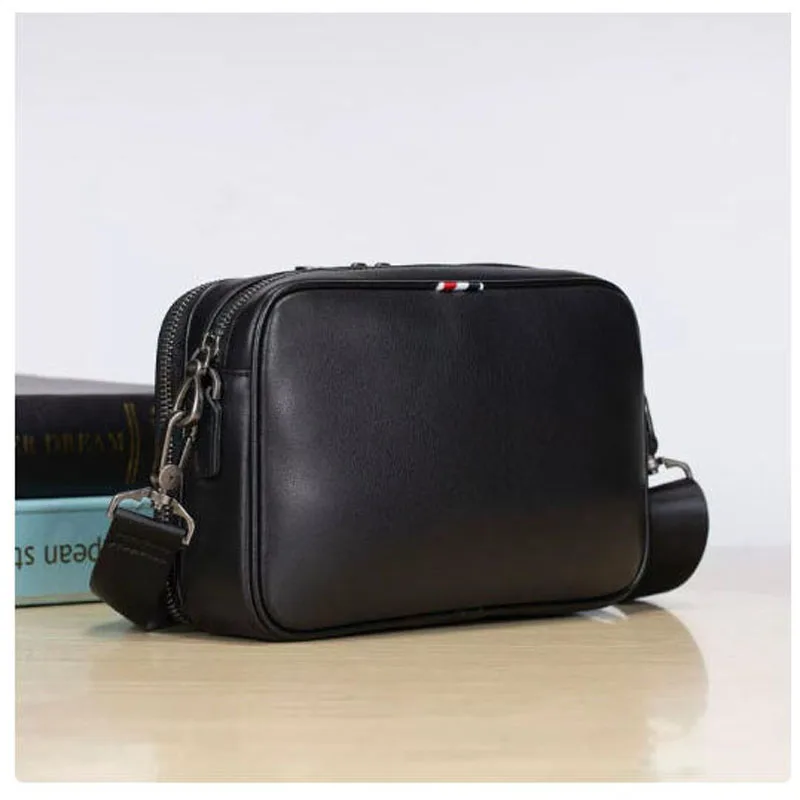 

2026 new men's leather crossbody bag multifunctional business commuting shoulder bag versatile horizontal small square bag