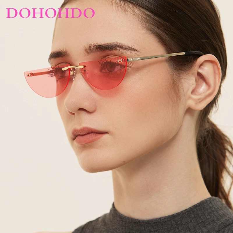 DOHOHDO Luxury Brand Fashion Rimless Sunglasses Women 2024 Trend Men Sun Glasses Semicircle Shades UV400 Oculos de sol feminino