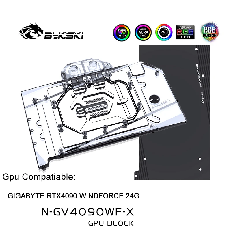 

Bykski VGA Water Cooling Block For GIGABYTE GeForce RTX4090 WINDFORCE 24G GPU Card/RGB SYNC Copper Cooling Radiator N-GV4090WF-X