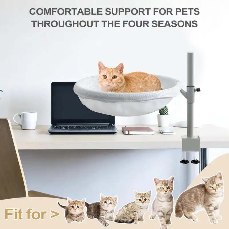 

Cat Desk Bed Desk Mounted Cat Bed Hammock 360 Rotating Nest Pet Supplies with Removable Washable Cover Modern Decor for Home