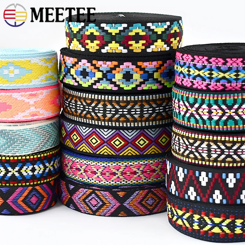 

2-10M 22/25mm Jacquard Webbing Straps Ethnic Belt Sling for Bag Strap Garment Decor Waistband Ribbon Band DIY Sewing Accessories
