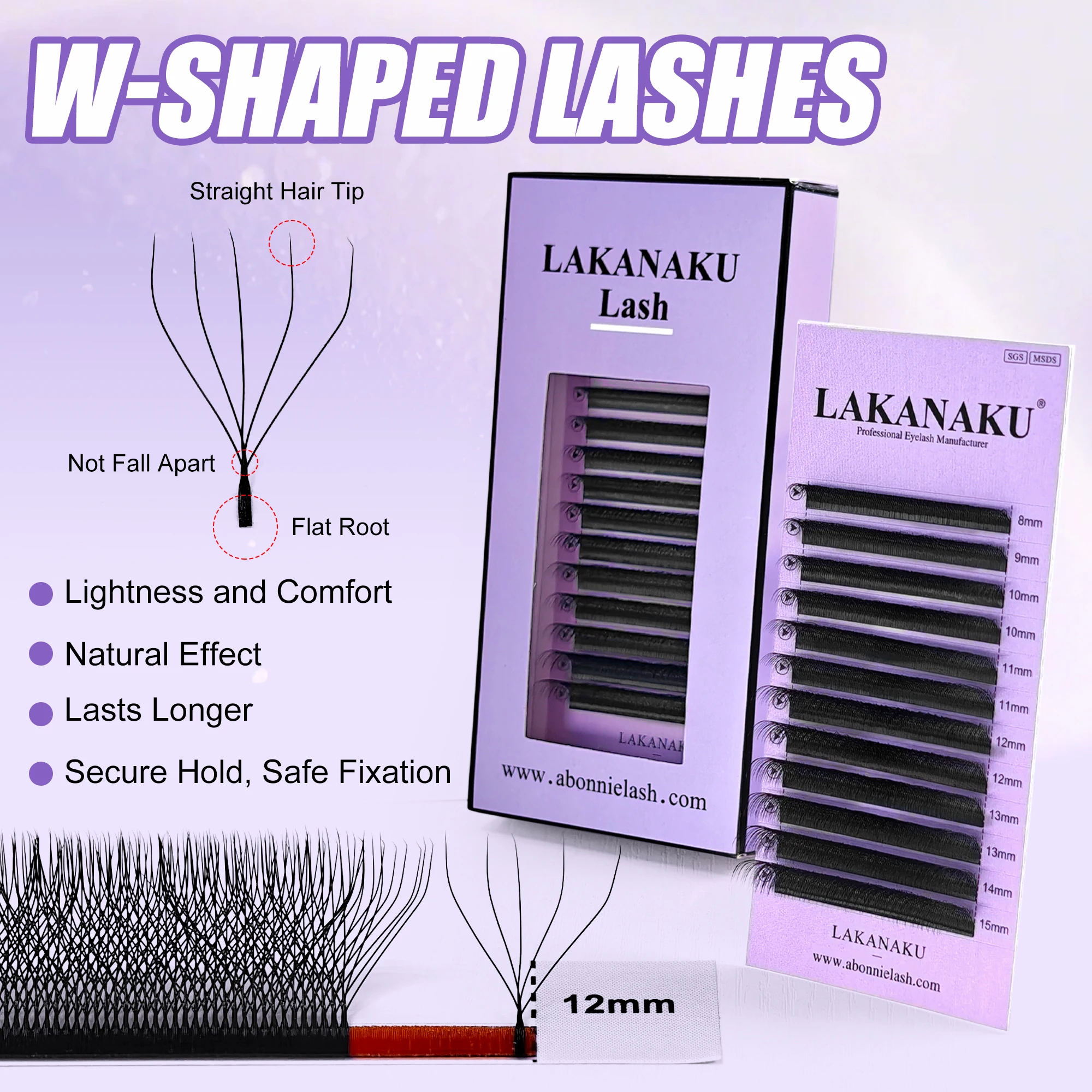 LAKANAKU 5DW 8-15MM MIX Falsche Wimpern Mattschwarze Wimpernverlängerung Zubehör Hochwertige Professionelle Make-up-Tools – Detail 1