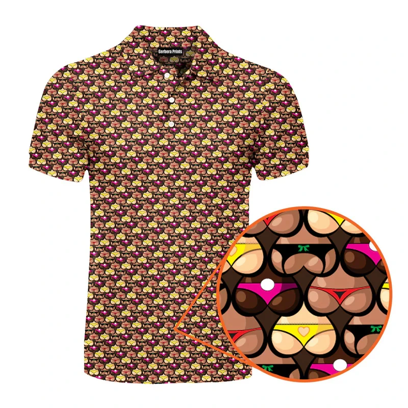 Sexy Over Print Polo Shirt For Men Hip Hop Street Personality Short Sleeve Button Golf Shirts Summer Vacation Carnival Funny Top