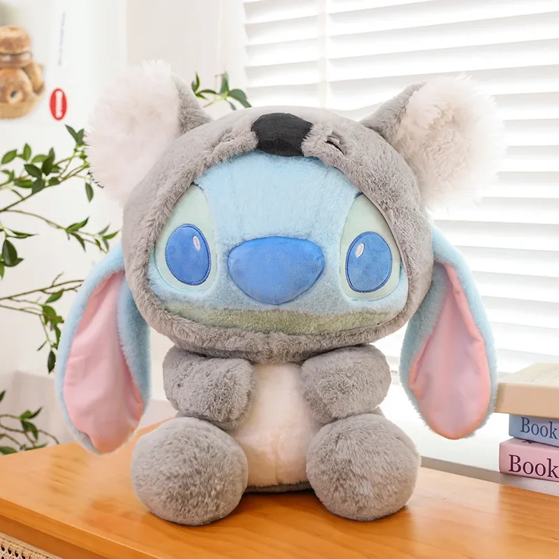 80cm Big Size Disney Transformation Stitch Angel Doll Filled with Soft Plushies Animation Pillow Soothing Doll Birthday Gift