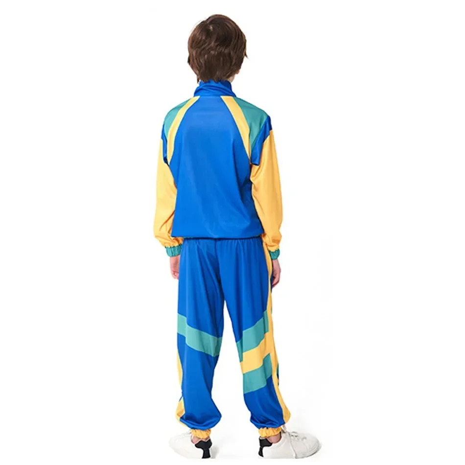 Kids 70s 80s Retro Disco Hippie Costume Halloween Carnival Party Cosplay Unisex Tracksuit Suit For Boy Girl Uniform Spring Coats