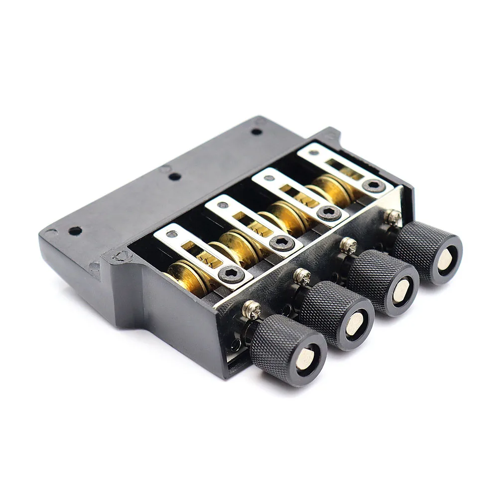 1set 4 String Electric Bass Guitar Bridge Headless Bass String Bridge with Ball String Saddle Black