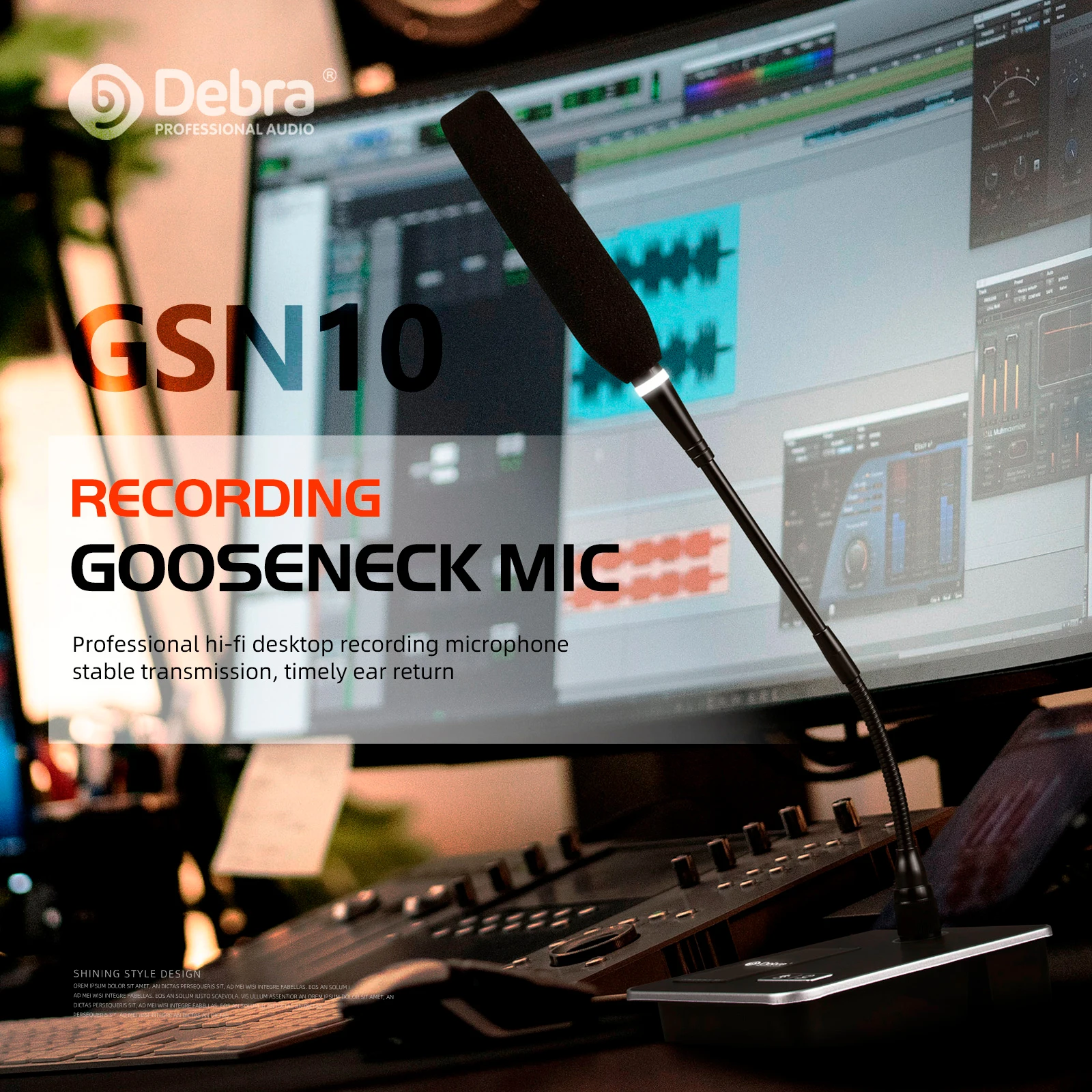 Debra GSN10 Professional Desktop Gooseneck Microphone 360 Rotation Adjustment Microphone For Video Karaoke Online Teaching Video