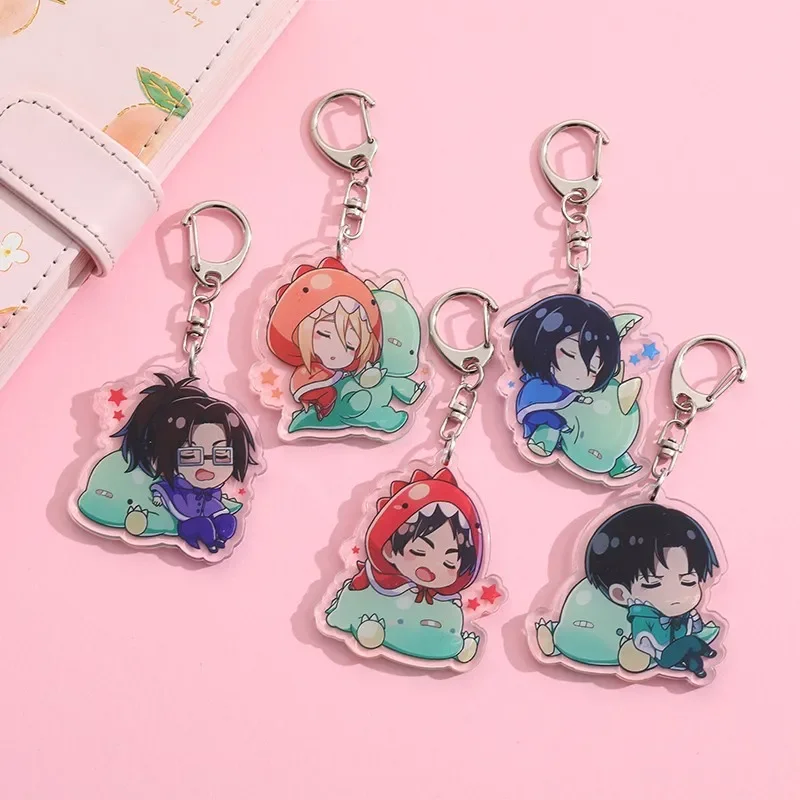 1/8Pcs Anime Figures Attack on Titan Acrylic Car Keychain Backpack Pendant Funny Bag Charms Accessories Decoration Holiday Gifts