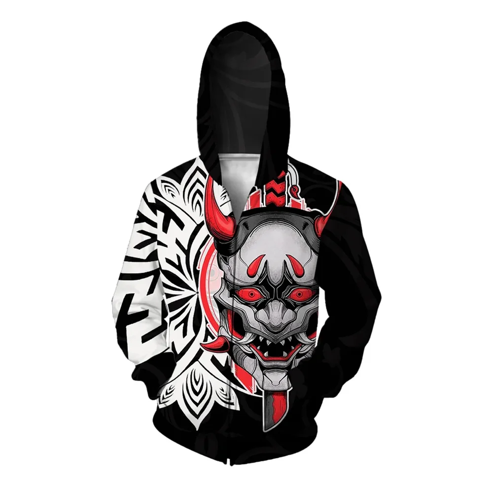 Hoodies Zip Up Men Casual Sweatshirts Man Tops Monster Mask Clothes Man Hoodie Graphic Horror Elements Trend Spring and Autumn