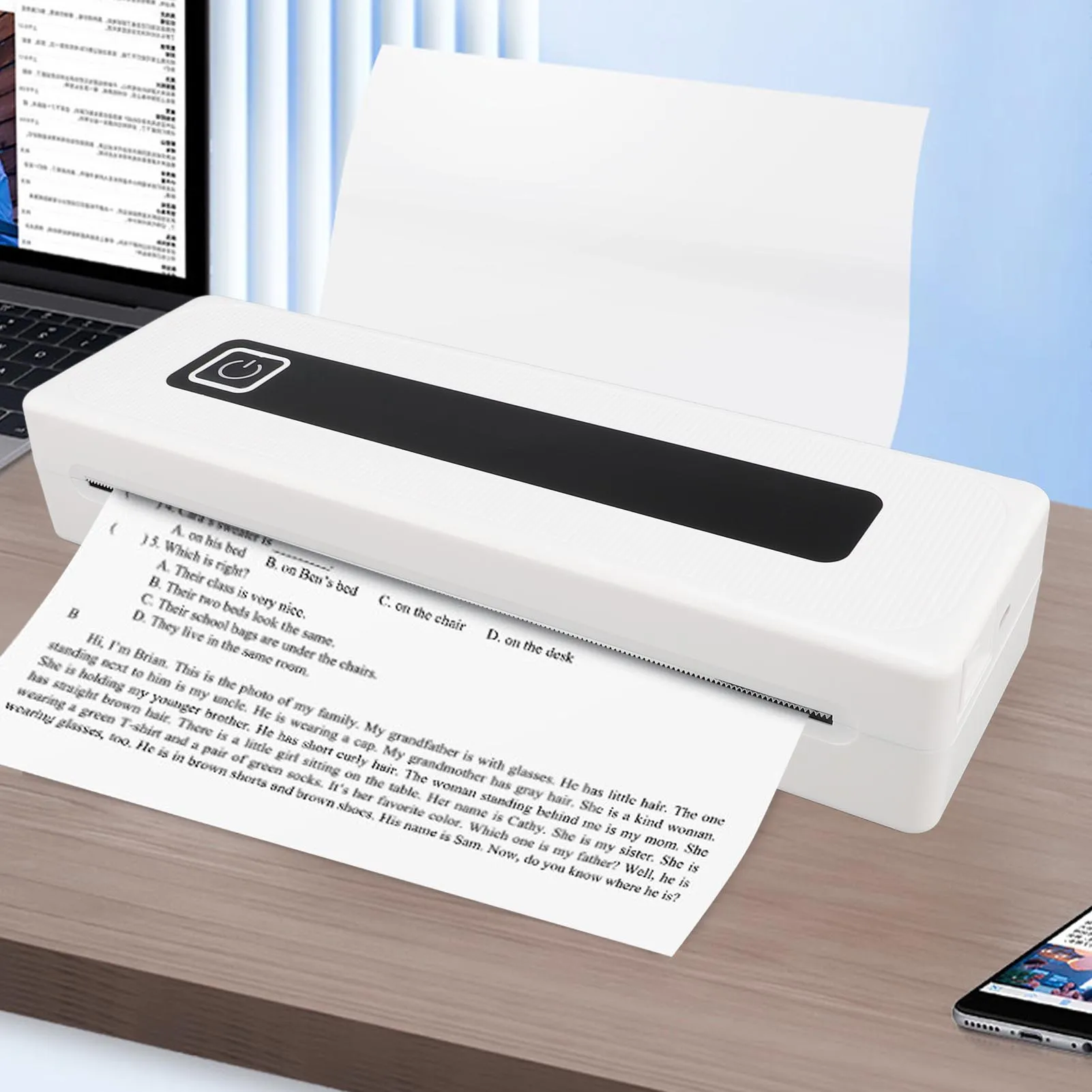 Portable A4 Thermal Printer Ink-Free Tattoo Mini Bluetooth App for Student Homework Errors&Office Wireless Printer for Phones