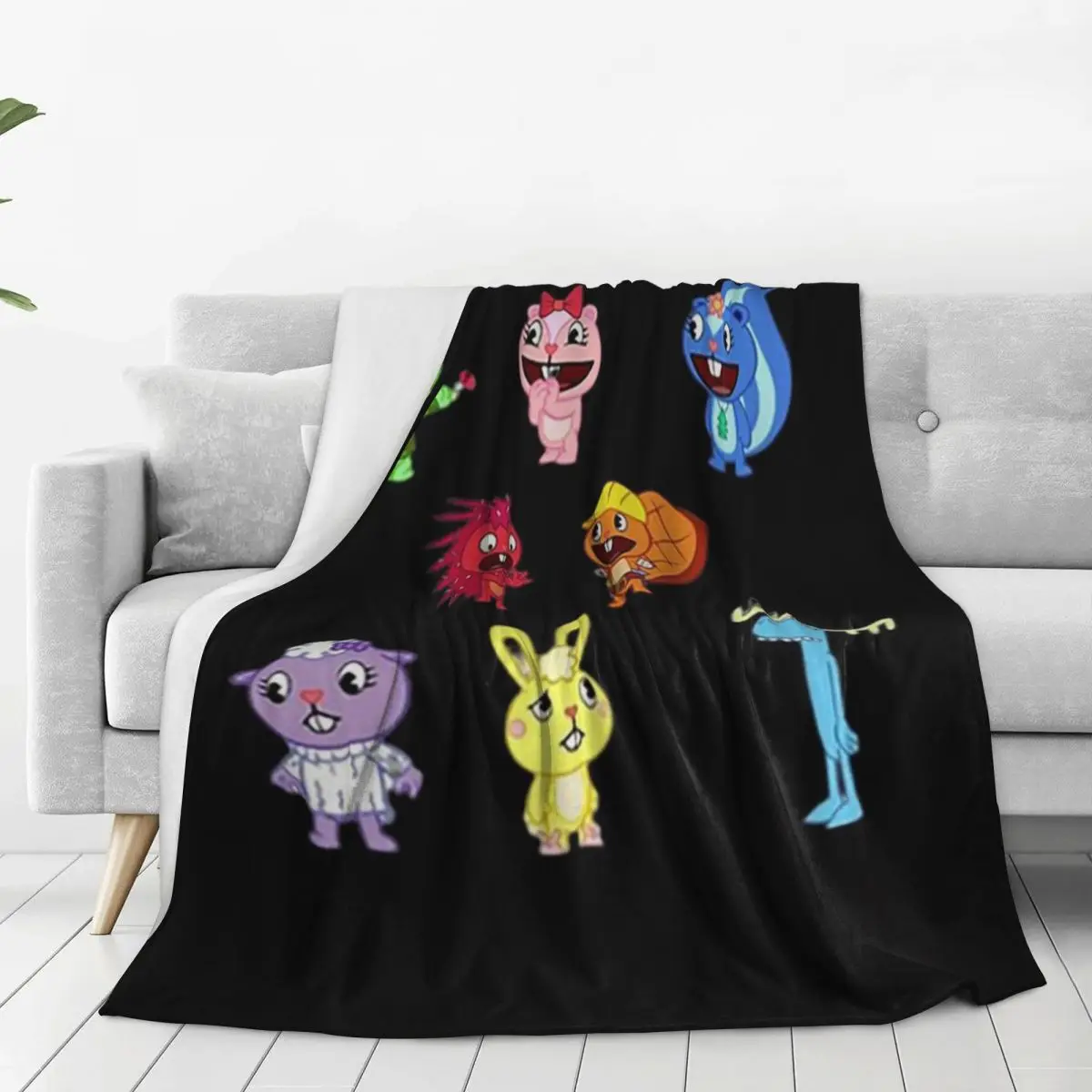 Happy Tree Friends Lumpy Flippy Cuddles Loving Family Blanket Fleece Portable Sofa Throw Blankets For Couch Bedding Outdoor