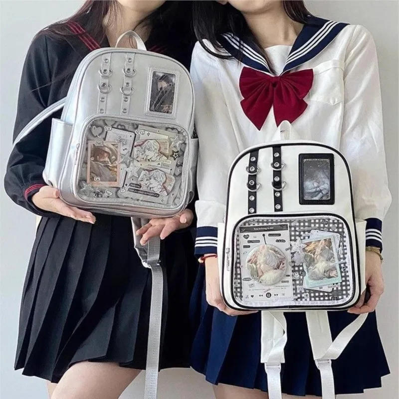 

Harajuku аниме прозрачная сумка Ita женский большой емкости цветных блоков рюкзак в академическом стиле женский легкий Mochilas Mujer