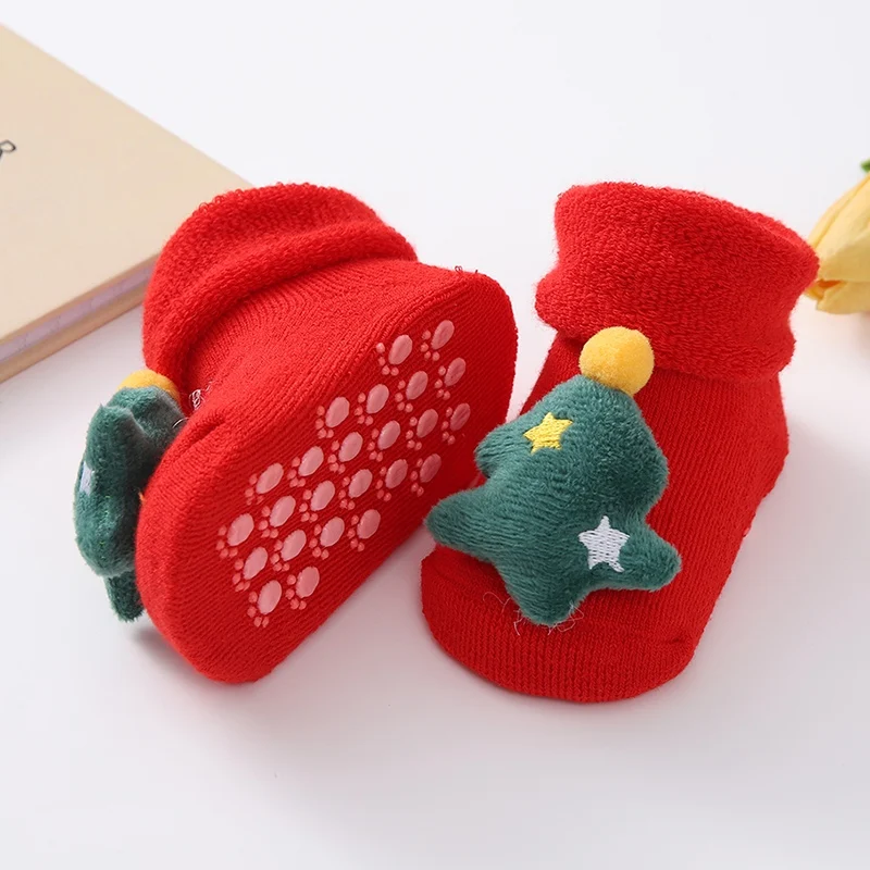 0-3 Years Children Stockings Baby Thickened Terry Xmas Warm Stuff Boy Girl Christmas Winter Clothing Accessories Toddler Socks