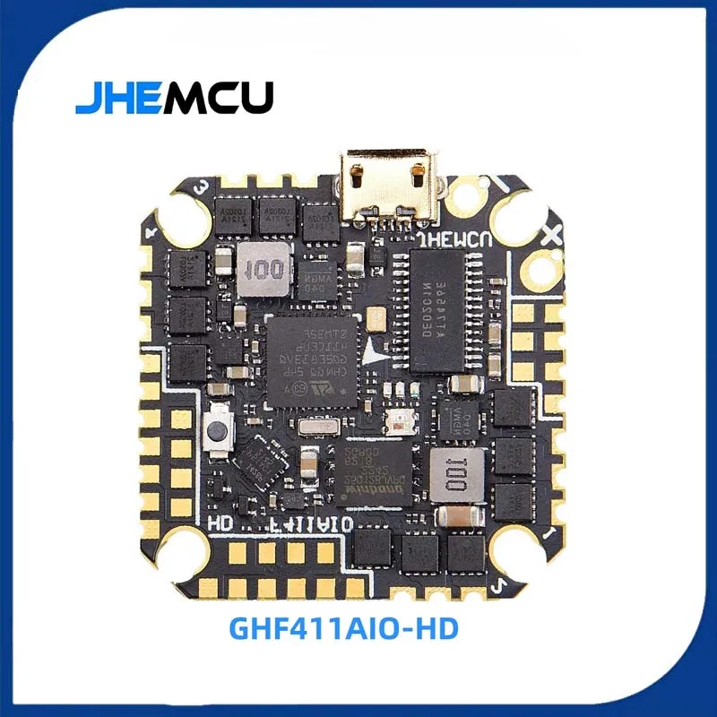 

JHEMCU GHF411AIO-HD 40A F411 ICM42688P Flight Controller BLHELIS 40A 4in1 ESC 3-6S for Toothpick RC FPV Racing Drone DIY Parts