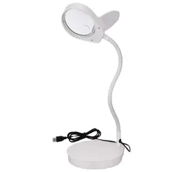 Flexible Table Lamp with 8x15x Magnifier Glass Dimmable Illuminated Magnifier LEDs Desk Light for Reading Welding