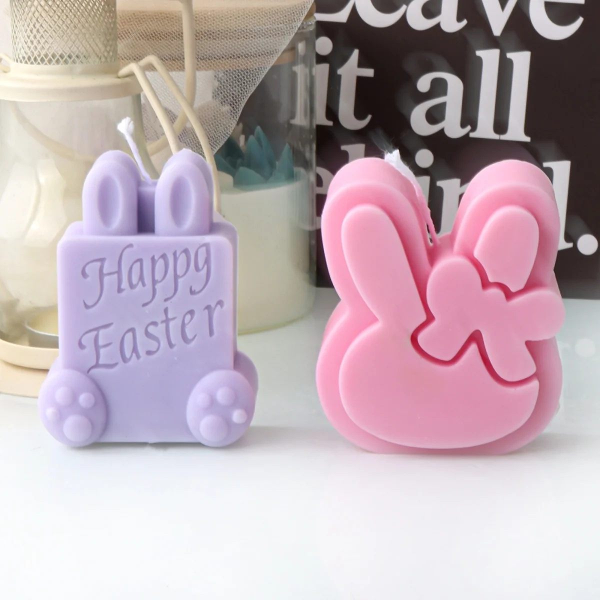 Cute Rabbit Candle Silicone Mold Easter Bunny Scented Candle Resin Making Mould DIY Diffusing Stone Rabbit Plaster Mold Decor