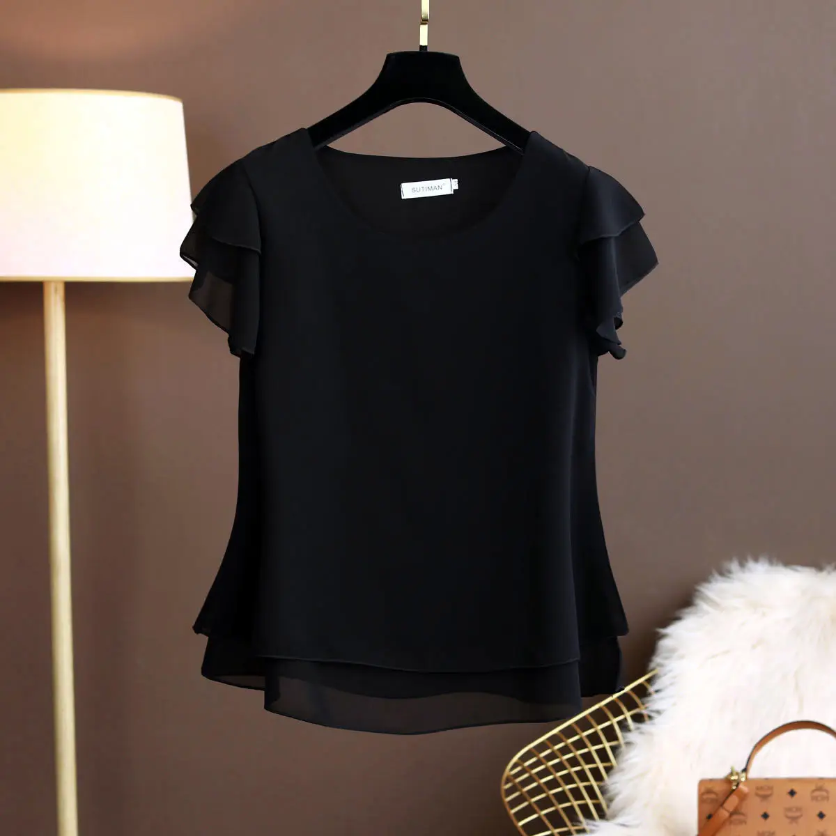 2024 Summer New Ice Silk Short-sleeved T-shirt Women\'s Thin Ice Silk Top Solid Color Satin Loose Short-sleeved Shirt