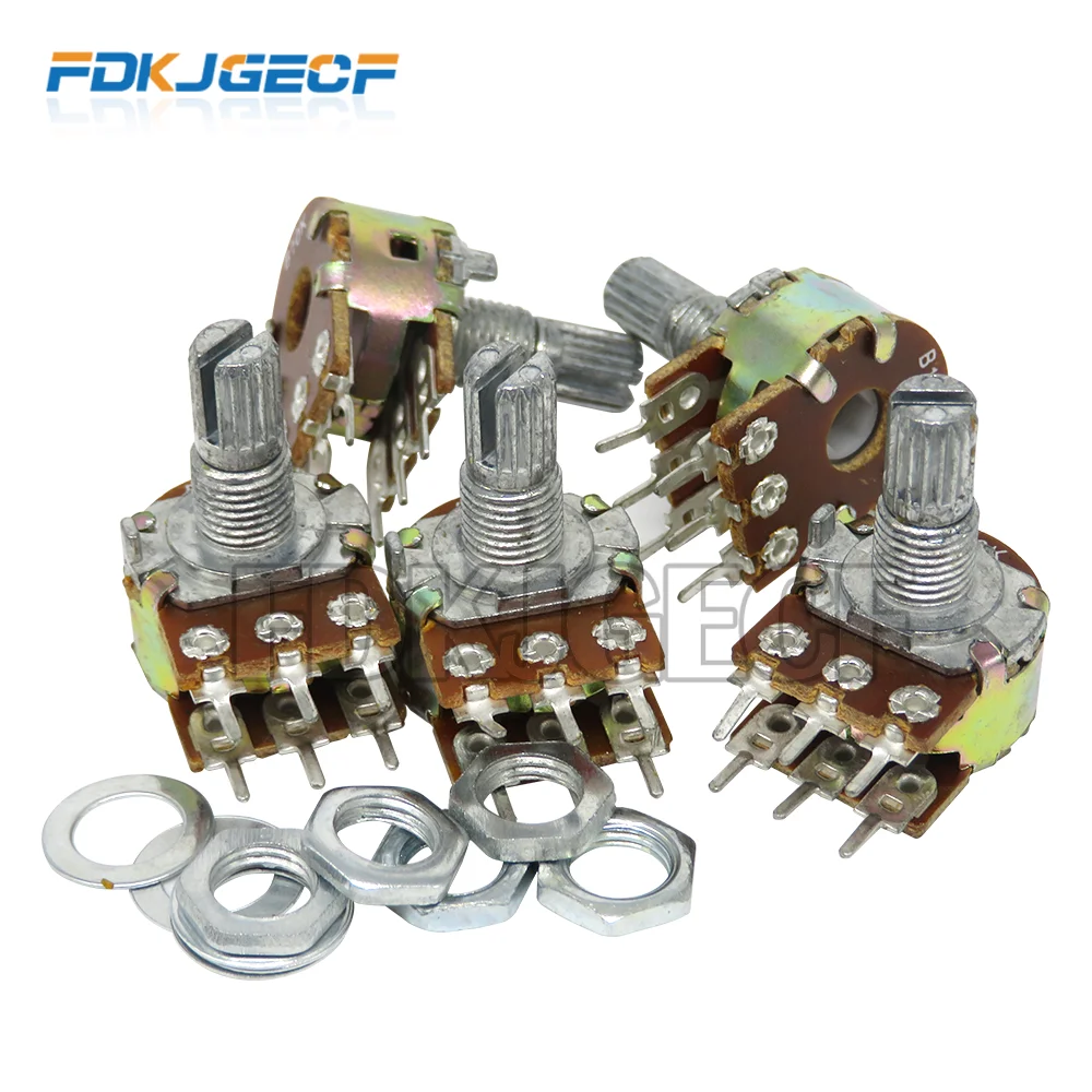 2Pcs WH148 6Pin 1K 2K 5K 10K 20K 50K 100K 500K B1K B2K B5K B10K B20K B50K B500K axis amplifier dual stereo potentiometer 15mm