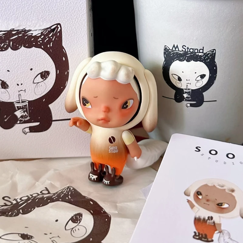 جديد سويا القهوة صندوق أعمى الشكل حظر ايمو بو الأرنب القط دمية التعاون مصمم لعبة شخصية الديكور الفنان الجمالي