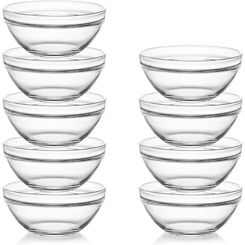 5.5 inch Glass Soup Bowls Set, 20 oz Cereal Bowls, Bowls Set for Cereal Soup Salad Pasta Rice Oatmeal, 9 pack