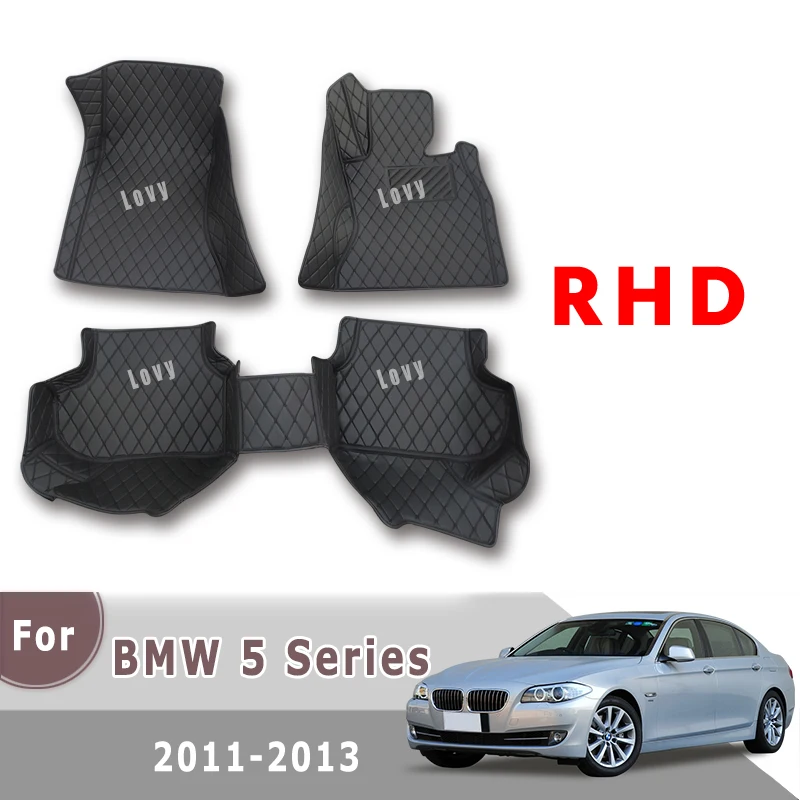 

RHD Custom Car Floor Mats For BMW 5 Series 2013 2012 2011 2010 Leather Carpets Styling Foot Pad Car Accessories Interior Covers