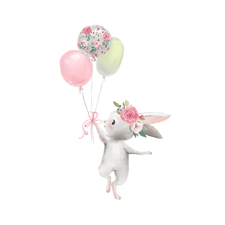 Niedlicher Hase, der mit Luftballons spielt, Wandaufkleber, Wohnzimmer, Schlafzimmer, Heimdekoration, Tapete, Kinderzimmer, Dekoration, abnehmbare Wandaufkleber – Detail 7