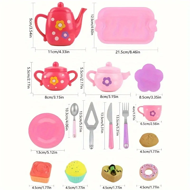 Tea Set For Little Girls, Tea Party Set, Tea Set Including Kettle, Cookies, Kids Play Food, Tea Party Accessories Toy For Boys G