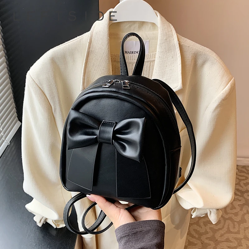 

LEFTSIDE PU Leather Small Crossbody Bags Lady Shoulder Bag for Women 2025 New Trend Fashion Bow Design Handbags Backpacks