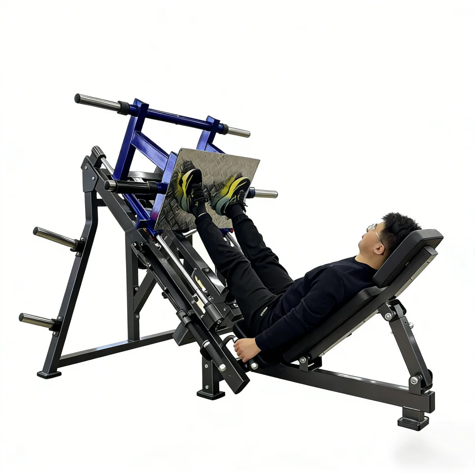 45-degree Plate Loaded Steel Leg Press Machine with Safety Features Suitable for Arms and Strength Training in Commercial Gyms