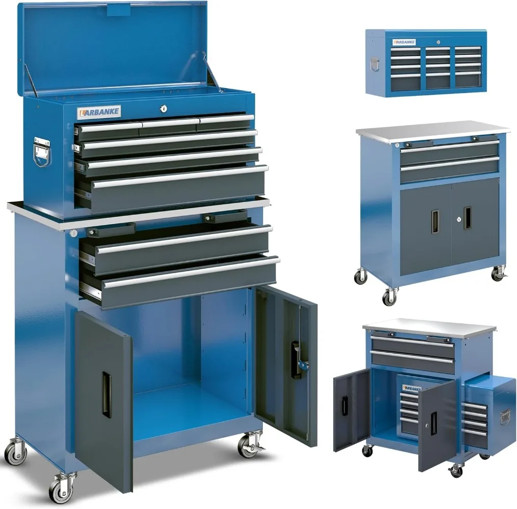 8-Drawer Rolling Tool Chest with Wheels and Door,Tool Box with Sliding Drawer,Tool Chest can Form Large Workbench