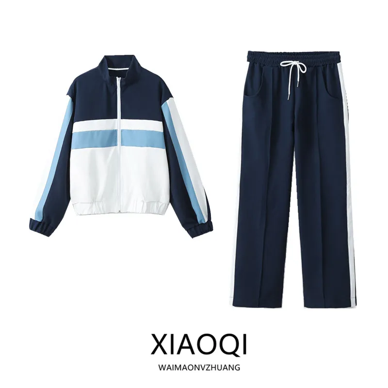 

Spring 2024 New Women's Color Blo Suit Jaet High Waist Running Pants Faion Set High Quali Ladies' Clothing