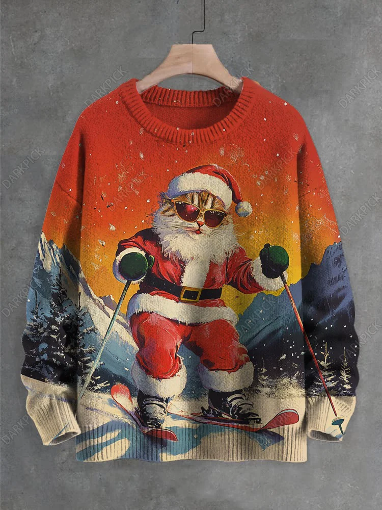 

Christmas Men's Print Casual Knit Crew Neck Sweater Women For Men Sweater