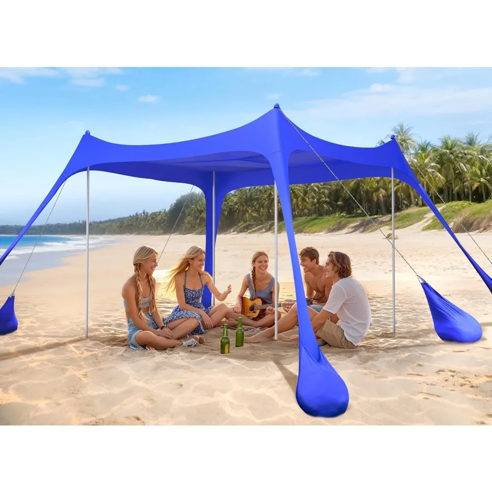 

Beach Tent Canopy with UPF50+ UV Protection, Outdoor Large Beach Sun Shade Shelter for Family Picnic Camping Travel Shore Fishi