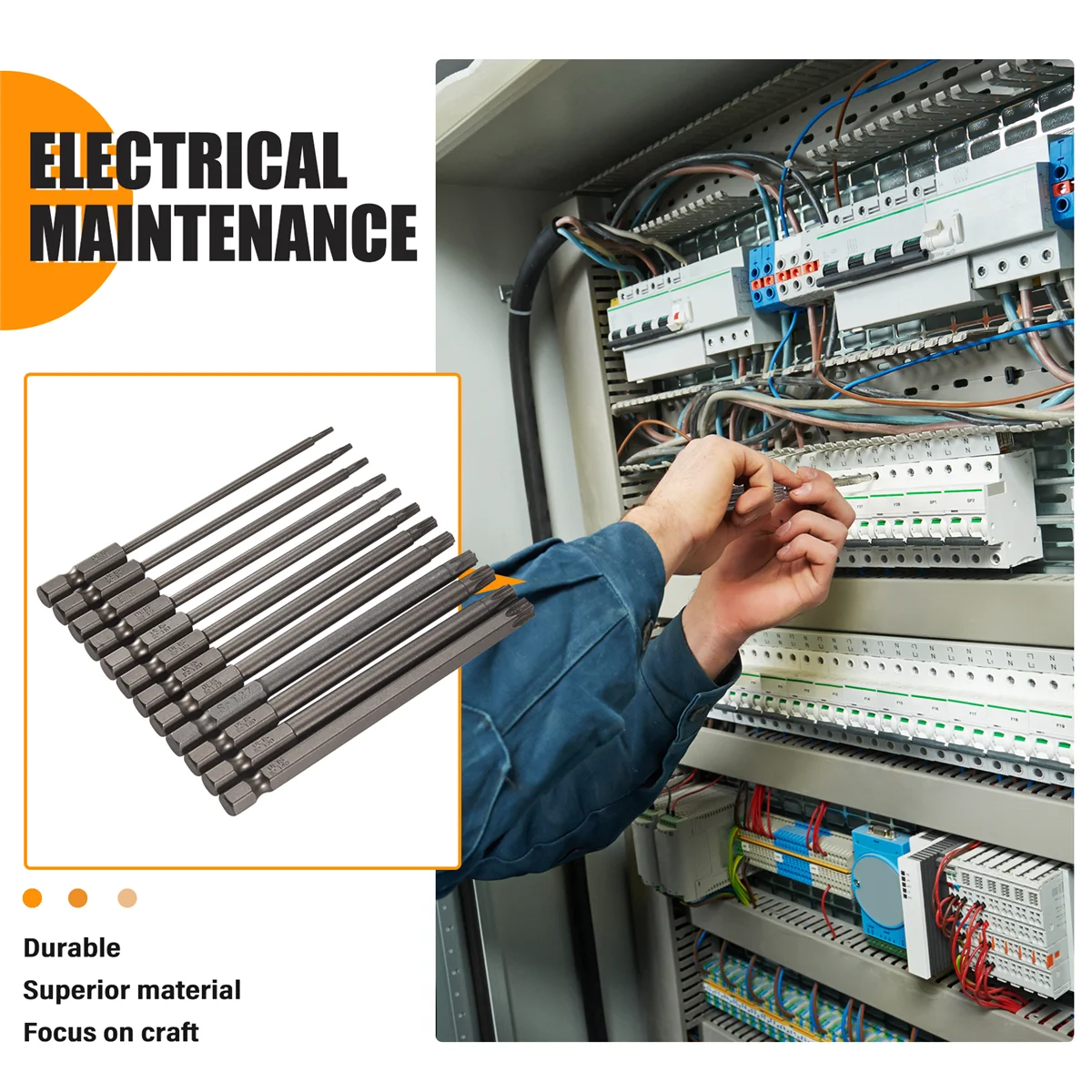 ロングトルクスドライバービットセット、磁気トルクスビットセット、T6-T401、4インチヘックス、100mm、13個