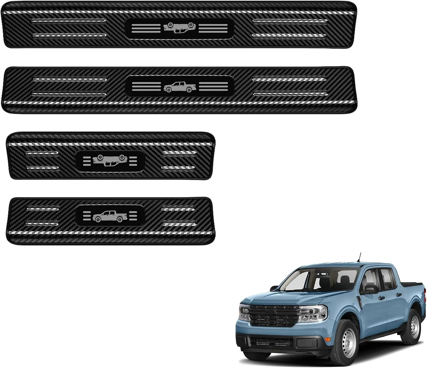 

4PCS Car Door Edge Guards Door Sill Protector for Ford 2022-2025 2026 Maverick Accessories Stainless (Carbon Fiber Texture)